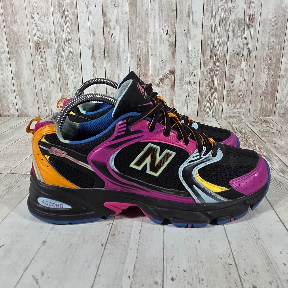 New Balance 530 Running Shoes Black Pink Orange MR530CCP Womens 8 Mens 6.5